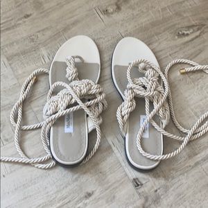 Max Mara cream rope flat sandals